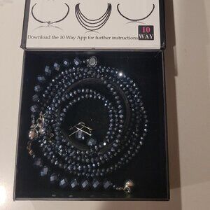 Maria Nicola 10 Way Necklace and Earrings Midnight Crystal with Silver Accents